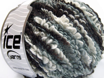 Lot of 4 x 100gr Skeins Ice Yarns BOUCLERON COLOR (40% Wool) Yarn Black Grey White