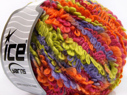 Lot of 4 x 100gr Skeins Ice Yarns BOUCLERON COLOR (40% Wool) Yarn Orange Purple Light Green Burgundy
