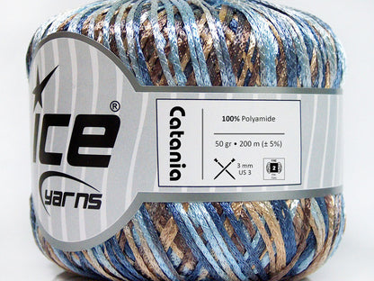 Lot of 6 Skeins Ice Yarns CATANIA Hand Knitting Yarn Blue Shades Brown Shades