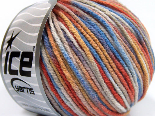 Lot of 8 Skeins Ice Yarns VISCOSE WOOL COLOR (60% Viscose 10% Wool) Yarn Lavender Blue Copper Orange Cream