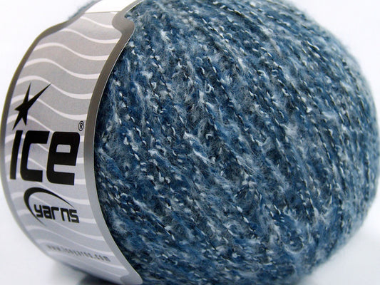 Lot of 8 Skeins Ice Yarns SALE WINTER (20% Wool 30% Cotton) Yarn Blue Shades Cream