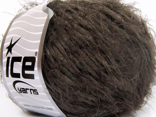Lot of 8 Skeins Ice Yarns SALE EYELASH (30% Wool) Hand Knitting Yarn Dark Brown