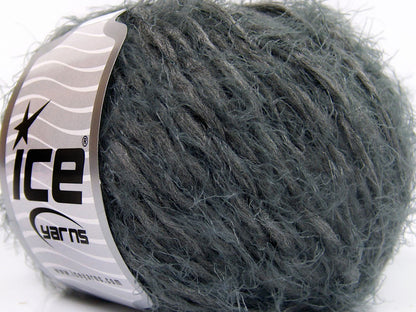 Lot of 8 Skeins Ice Yarns SALE EYELASH (30% Wool) Hand Knitting Yarn Grey