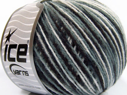 Lot of 8 Skeins Ice Yarns WOOL LIGHT (50% Wool) Yarn Black Grey White
