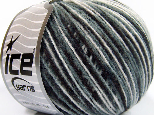 Lot of 8 Skeins Ice Yarns WOOL LIGHT (50% Wool) Yarn Black Grey White