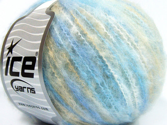 Lot of 8 Skeins Ice Yarns MOHAIR COLOR LIGHT (15% Mohair 10% Wool) Yarn Blue Shades Camel Cream