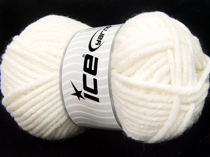 Lot of 4 x 100gr Skeins Ice Yarns ELITE WOOL SUPERBULKY (50% Wool) Yarn White