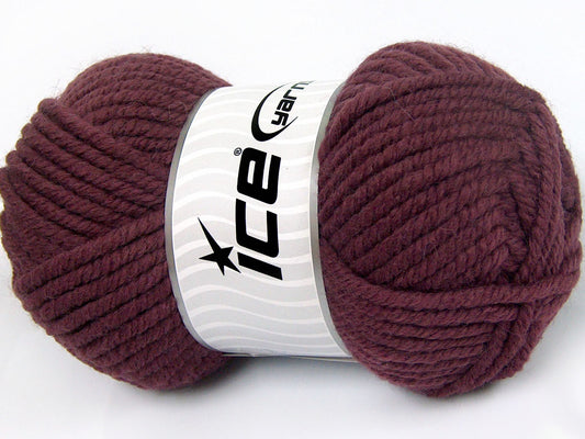 Lot of 4 x 100gr Skeins Ice Yarns ELITE WOOL SUPERBULKY (50% Wool) Yarn Rose Brown
