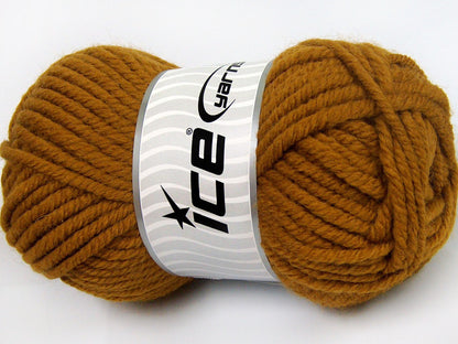 Lot of 4 x 100gr Skeins Ice Yarns ELITE WOOL SUPERBULKY (50% Wool) Yarn Dark Gold