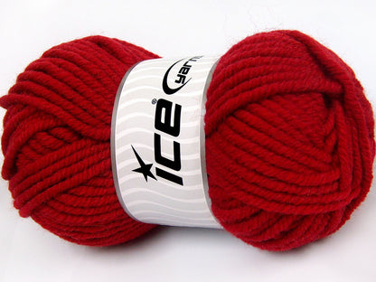 Lot of 4 x 100gr Skeins Ice Yarns ELITE WOOL SUPERBULKY (50% Wool) Yarn Red