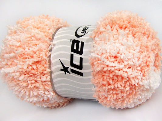 Lot of 4 x 100gr Skeins Ice Yarns BABY PUFFY Yarn Light Salmon White