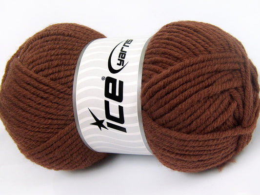 Lot of 4 x 100gr Skeins Ice Yarns WOOL CHUNKY (30% Wool) Yarn Brown