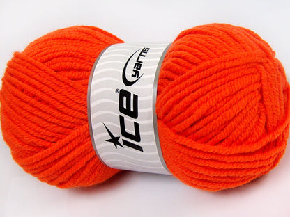 Lot of 4 x 100gr Skeins Ice Yarns WOOL CHUNKY (30% Wool) Yarn Orange