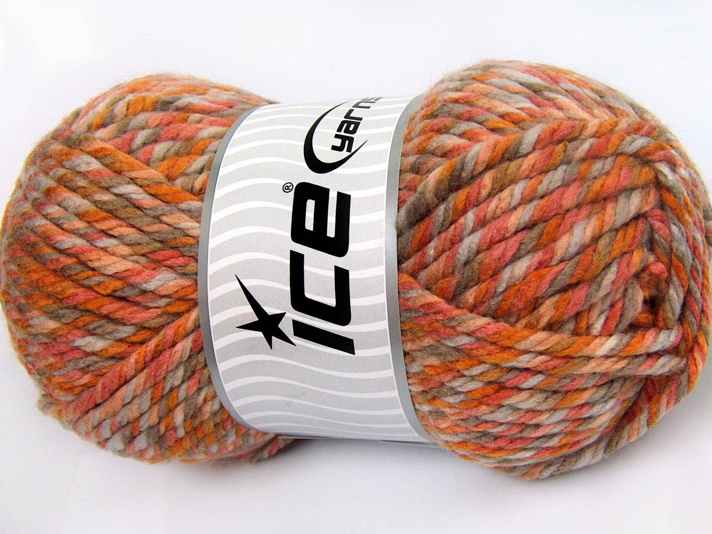 Lot of 2 x 200gr Skeins Ice Yarns SUPERWASH WOOL JUMBO (25% Superwash Wool) Yarn Orange Shades Camel Beige