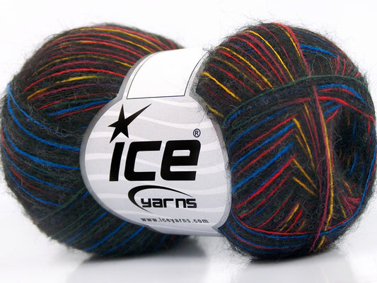 Lot of 8 Skeins Ice Yarns SALE LUXURY-PREMIUM (30% Baby Alpaca 7% Merino Wool) Yarn Black Blue Red Yellow Pink