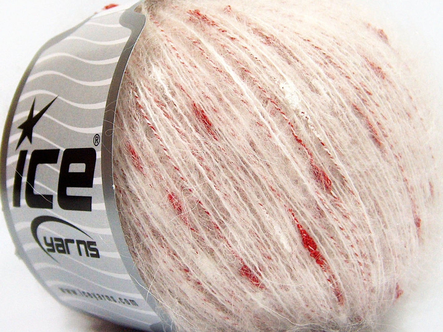 Lot of 8 Skeins Ice Yarns KID MOHAIR PUNTO (40% Kid Mohair 25% Cotton) Yarn Ecru Red