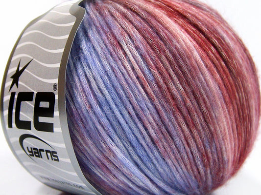 Lot of 8 Skeins Ice Yarns ROCK N ROLL (15% Wool 50% Modal) Yarn Burgundy Shades Lilac Shades