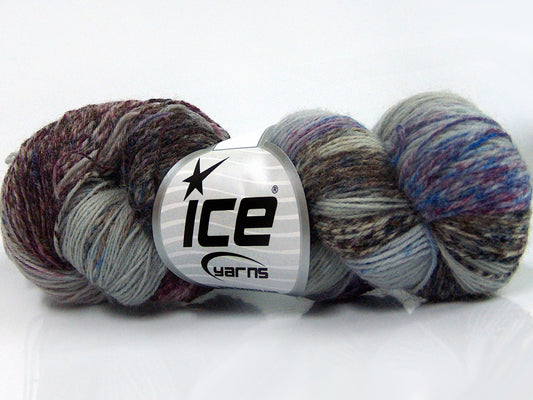 Lot of 4 x 100gr Skeins Ice Yarns HAND DYED SOCK YARN (75% SuperWash Wool) Yarn Maroon Blue Shades Camel Shades