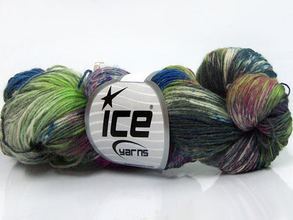 Lot of 4 x 100gr Skeins Ice Yarns HAND DYED SOCK YARN (75% SuperWash Wool) Yarn Green Shades Burgundy Blue