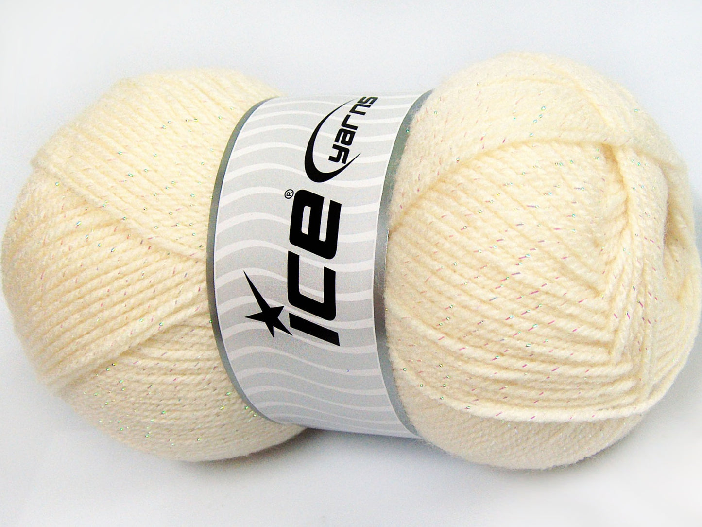 Lot of 4 x 100gr Skeins Ice Yarns STAR GLITZ Hand Knitting Yarn Cream