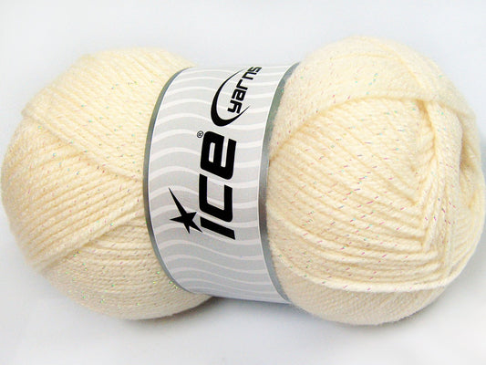 Lot of 4 x 100gr Skeins Ice Yarns STAR GLITZ Hand Knitting Yarn Cream
