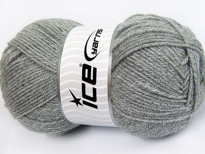 Lot of 4 x 100gr Skeins Ice Yarns STAR GLITZ Hand Knitting Yarn Grey