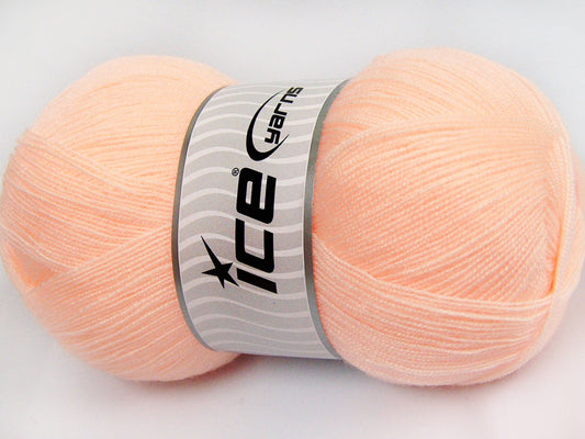 Lot of 4 x 100gr Skeins Ice Yarns KRISTAL Hand Knitting Yarn Light Salmon