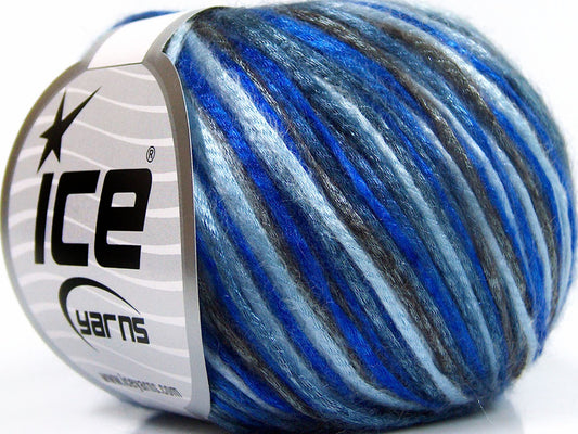 Lot of 8 Skeins Ice Yarns ROCKABILLY COLOR (67% Tencel) Yarn Blue Shades Brown