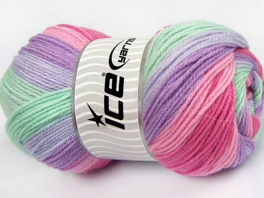 Lot of 4 x 100gr Skeins Ice Yarns BABY BATIK Yarn Pink Shades Lilac Shades Mint Green