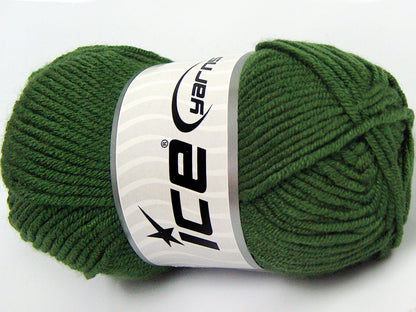 Lot of 8 Skeins Ice Yarns ELITE BABY Hand Knitting Yarn Dark Green