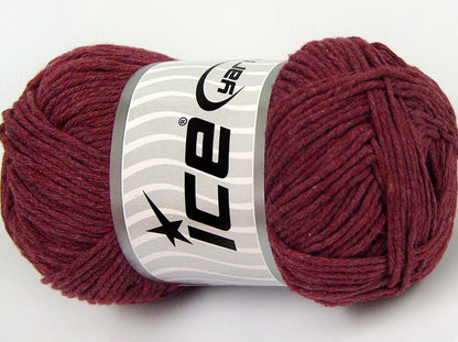 Lot of 4 x 100gr Skeins Ice Yarns NATURAL COTTON WORSTED (100% Cotton) Yarn Burgundy
