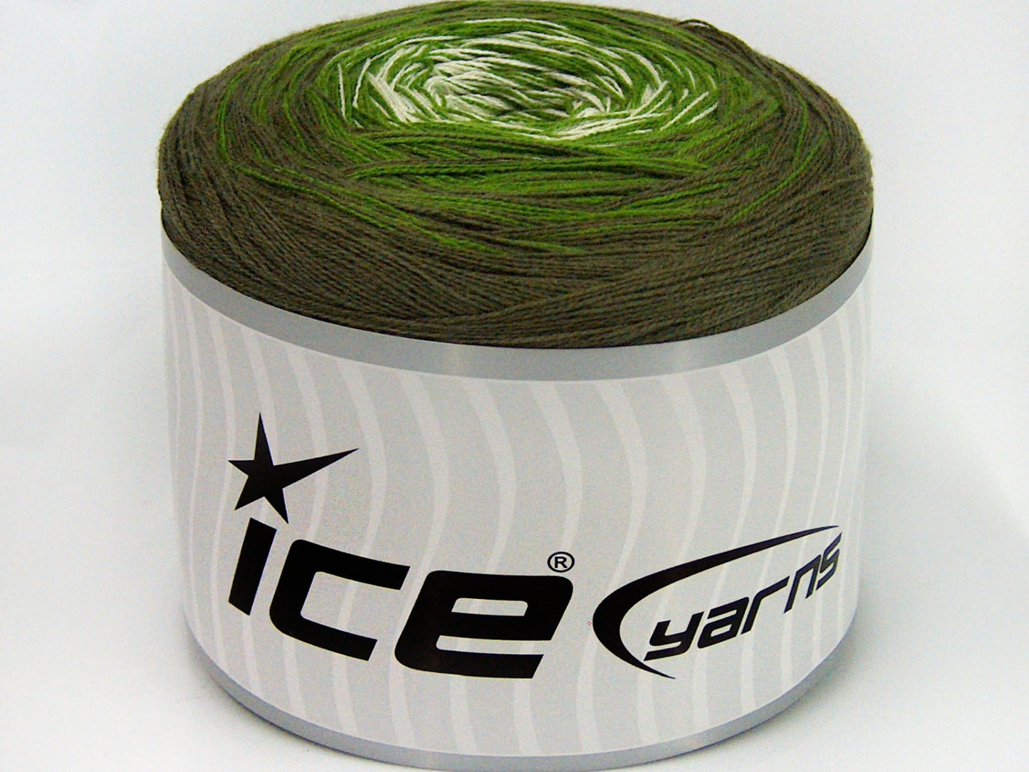 Lot of 2 x 150gr Skeins Ice Yarns CAKES COTTON FINE (50% Cotton) Yarn Khaki Green White