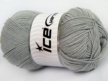 Lot of 4 x 100gr Skeins Ice Yarns LORENA (50% Cotton) Yarn Light Grey