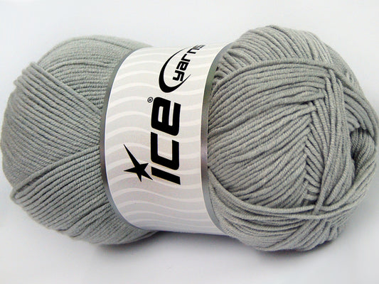 Lot of 4 x 100gr Skeins Ice Yarns LORENA (50% Cotton) Yarn Light Grey