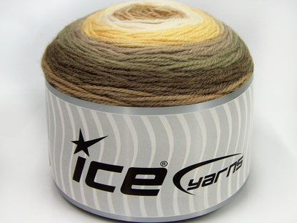Lot of 2 x 150gr Skeins Ice Yarns CAKES WOOL DK (30% Wool) Yarn Brown Shades Cream Shades
