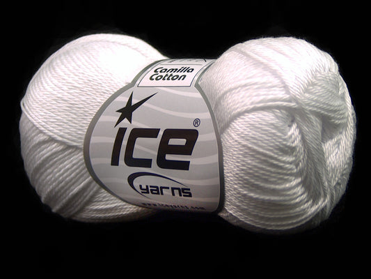 Lot of 6 Skeins Ice Yarns CAMILLA COTTON (100% Mercerized Cotton) Yarn Optical White