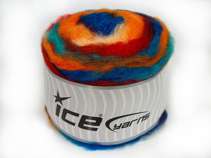 Lot of 2 x 150gr Skeins Ice Yarns CAKES FLUFFY (5% Mohair) Yarn Orange Shades Turquoise Shades Red