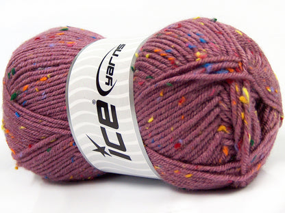 Lot of 4 x 100gr Skeins Ice Yarns SUPER TWEED (20% Wool 5% Viscose) Yarn Orchid