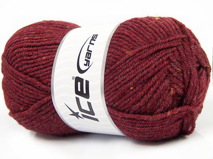 Lot of 4 x 100gr Skeins Ice Yarns SUPER TWEED (20% Wool 5% Viscose) Yarn Dark Burgundy