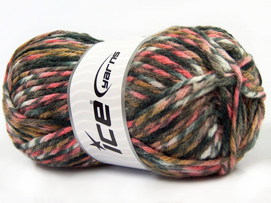 Lot of 4 x 100gr Skeins Ice Yarns THOR (25% Wool) Yarn Black Grey White Brown Pink