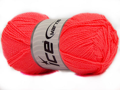 Lot of 4 x 100gr Skeins Ice Yarns WAYUU Hand Knitting Yarn Neon Orange