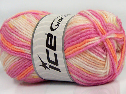 Lot of 8 Skeins Ice Yarns MINI BABY DESIGN (25% Wool) Yarn Pink Salmon White Yellow