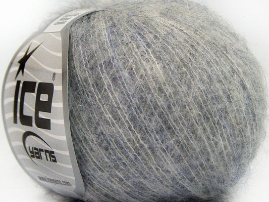 Lot of 10 Skeins Ice Yarns SUPERKID MOHAIR COMFORT (41% SuperKid Mohair 11% Merino Wool) Yarn Light Grey Light Lilac