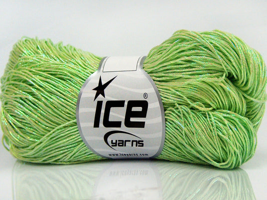 Lot of 3 x 100gr Skeins Ice Yarns HAND PAINTED COTTON (40% Cotton) Yarn Neon Green