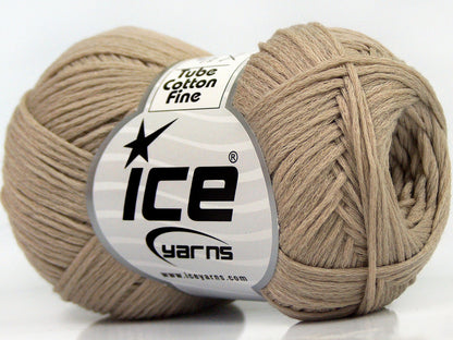 Lot of 8 Skeins Ice Yarns TUBE COTTON FINE (67% Cotton) Yarn Beige