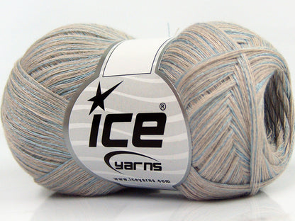 Lot of 8 Skeins Ice Yarns CASHMERE VISCOSE (15% Cashmere 85% Viscose) Yarn Beige Light Blue