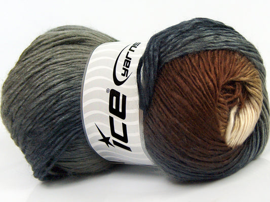 Lot of 4 x 100gr Skeins Ice Yarns SALE WINTER Yarn Grey Shades Brown Shades