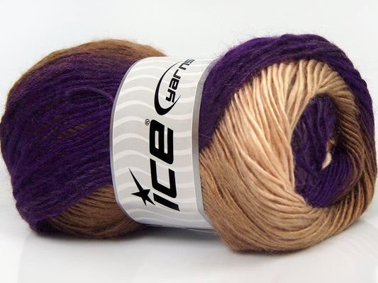 Lot of 4 x 100gr Skeins Ice Yarns SALE WINTER Yarn Purple Shades Fuchsia Brown Shades