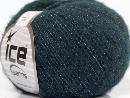 Lot of 10 Skeins Ice Yarns MERINO SUPERFINE COTTON (66% Extrafine Merino Wool 16% Cotton) Yarn Dark Teal Green