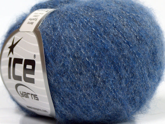 Lot of 10 Skeins Ice Yarns MERINO SUPERFINE COTTON (66% Extrafine Merino Wool 16% Cotton) Yarn Blue